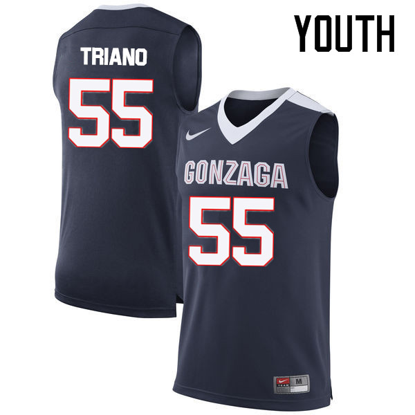 Youth #55 Dustin Triano Gonzaga Bulldogs College Basketball Jerseys-Navy